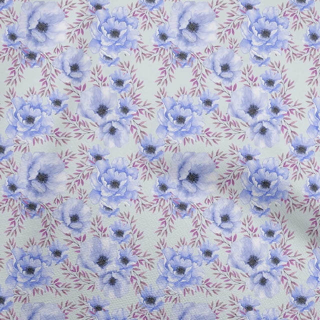 oneOone Polyester Spandex Medium Purple Fabric Floral Sewing Craft Projects Fabric Prints By Yard 56 Inch Wide