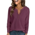 thumbnail image 2 of jtjvou Women's Long Sleeve Knit Shirts Dressy Casual Loose Button Up V Neck Tops 2025 Fall Basic Tee Blouse Pink S, 2 of 8