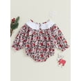 thumbnail image 5 of ZINTAOZT Newborn Baby Girls Christmas Clothes Plaid Bubble Romper Long Sleeve Smocked Jumpsuit One Piece Bodysuit Outfit, 5 of 8