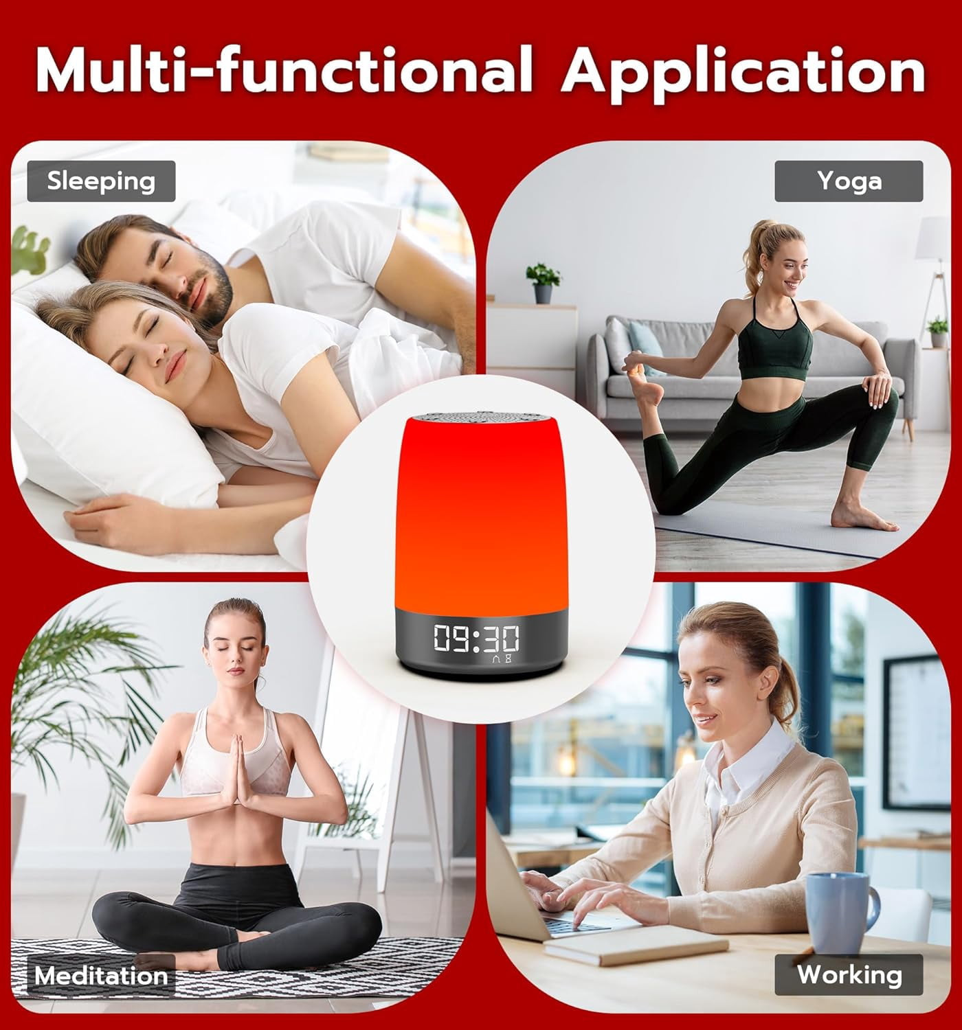 Red Light Therapy Sleep Device with White Noise Sound  and Alarm Clock