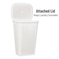 thumbnail image 5 of Mind Reader Plastic Tapered Laundry Hamper with Lid, Clothes Basket with Swiss Cross Cut-Outs, White, 5 of 6