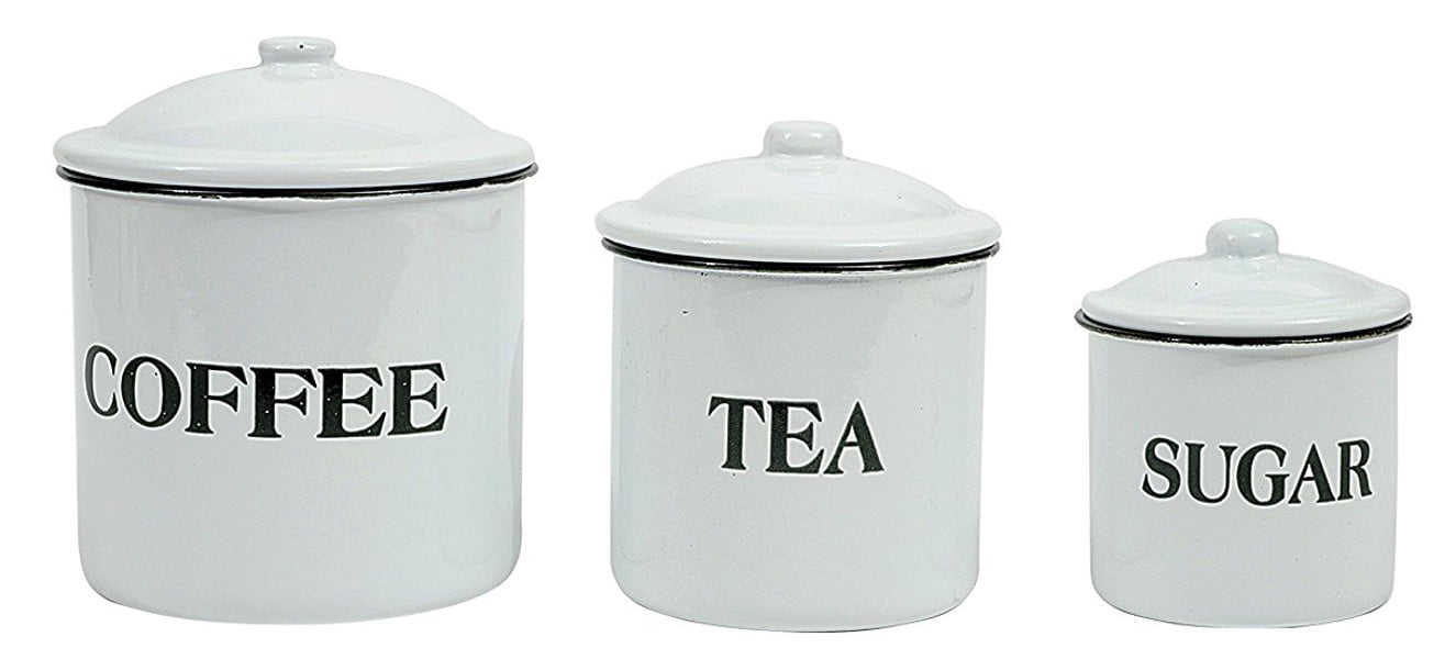 3 Piece Tea Coffee Sugar Storage Jars Set Multipurpose Food Storage Canisters 