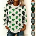 thumbnail image 2 of Women's Long Sleeve Waffle Knit St. Patrick's Day Hoodie, Shamrock Clover Print Green Pullover Sweatshirt, 2 of 5