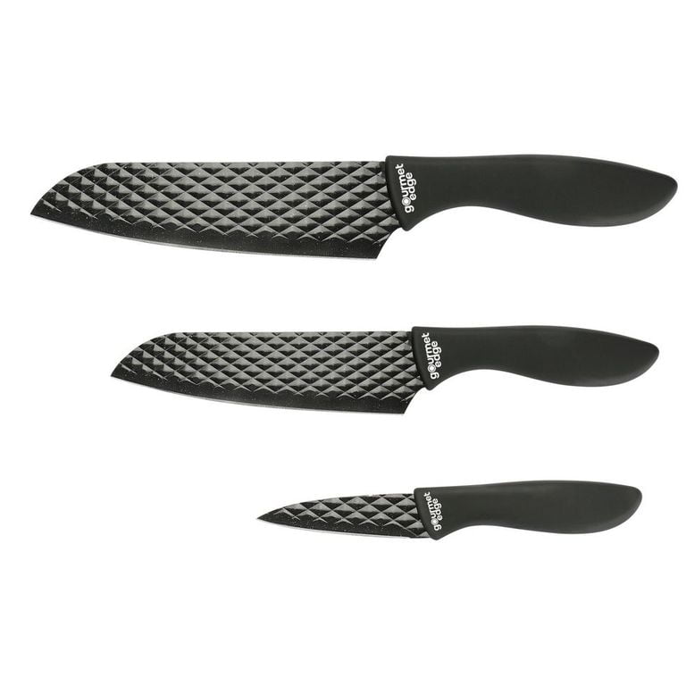 Gourmet Edge Diamond Nonstick Blade Cutlery Knife Set with Sheath (3 Piece)