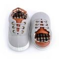 thumbnail image 6 of Bnwani Childs Casual Shoes Plaid Solid Color Shoes Infant Girl Newborn Canvas Shoes Baby Boys Soft-Soled Casual New Shoes Gray Size 0-6 M, 6 of 8