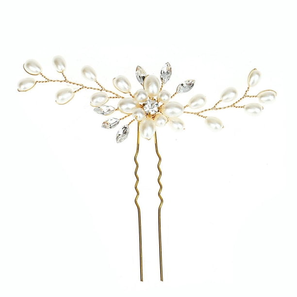 SGACAI Horquillas para el pelo de boda con flores, joyas de cristal para dama de honor, pinzas para novia, perlas