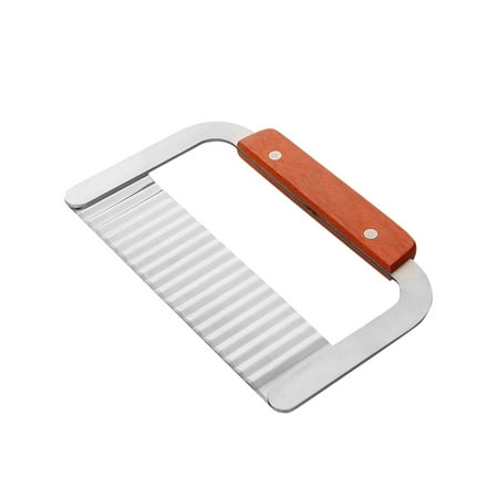 

BECARSTIAY Potato Cutter French Fries Vegetable Cutter Stainless Steel Wavy Edged Crinkle Wooden Handle Chopper Kitchen Gadget