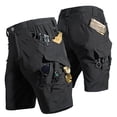 thumbnail image 7 of Mens Tactical Cargo Shorts Elastic Waist Waterproof Quick Dry Shorts Casual Outdoors Work Black M, 7 of 7
