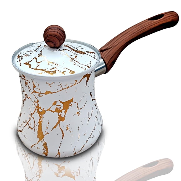 Sukkar Pasha - Cafetera turca de acero inoxidable con tapa, cafetera Ibrik multiusos y resistente co