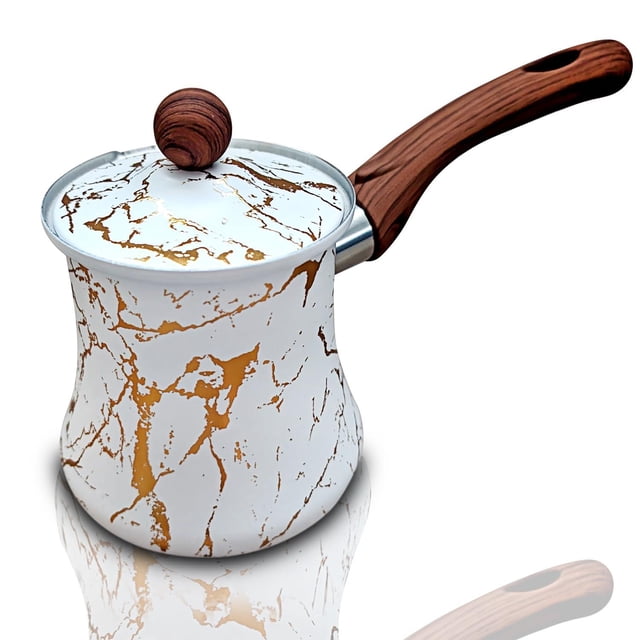 Sukkar Pasha - Cafetera turca de acero inoxidable con tapa, cafetera Ibrik multiusos y resistente co
