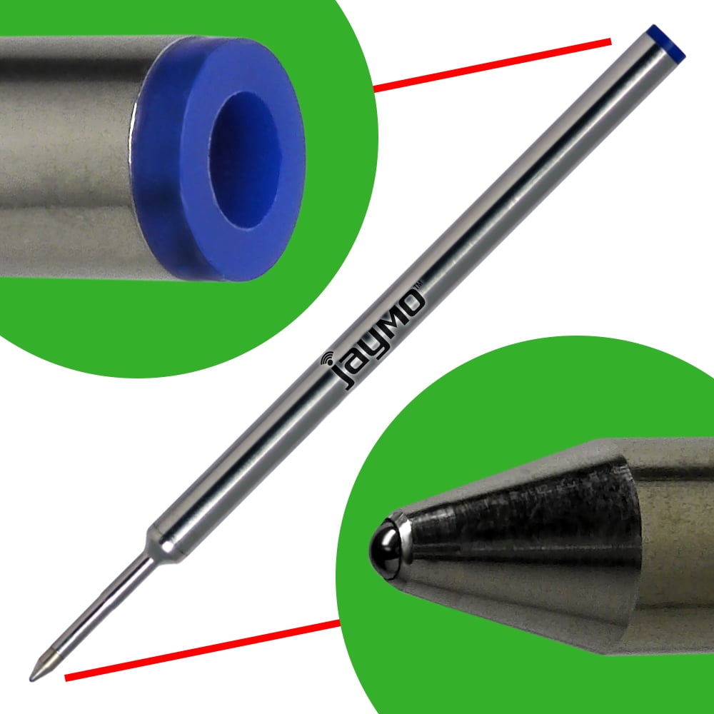 Jaymo Replacement for Cross Selectip 8523/8521 - Measures 4.375 in / 111 mm Long - Gel Rolling Ball Pen Refill - 6 Black + 6 Blue