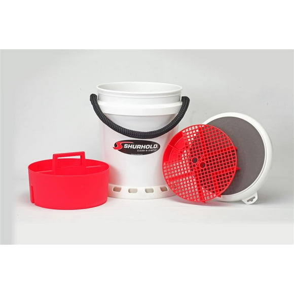 Shurhold Bucket 2463 Deluxe; 5 Gallon Capacity; Rope Handle; White; 14-3/4 Inch Height x 12 Inch Width Dimension; With Base/Lid And Padded Seat Combo/Grate/Caddy