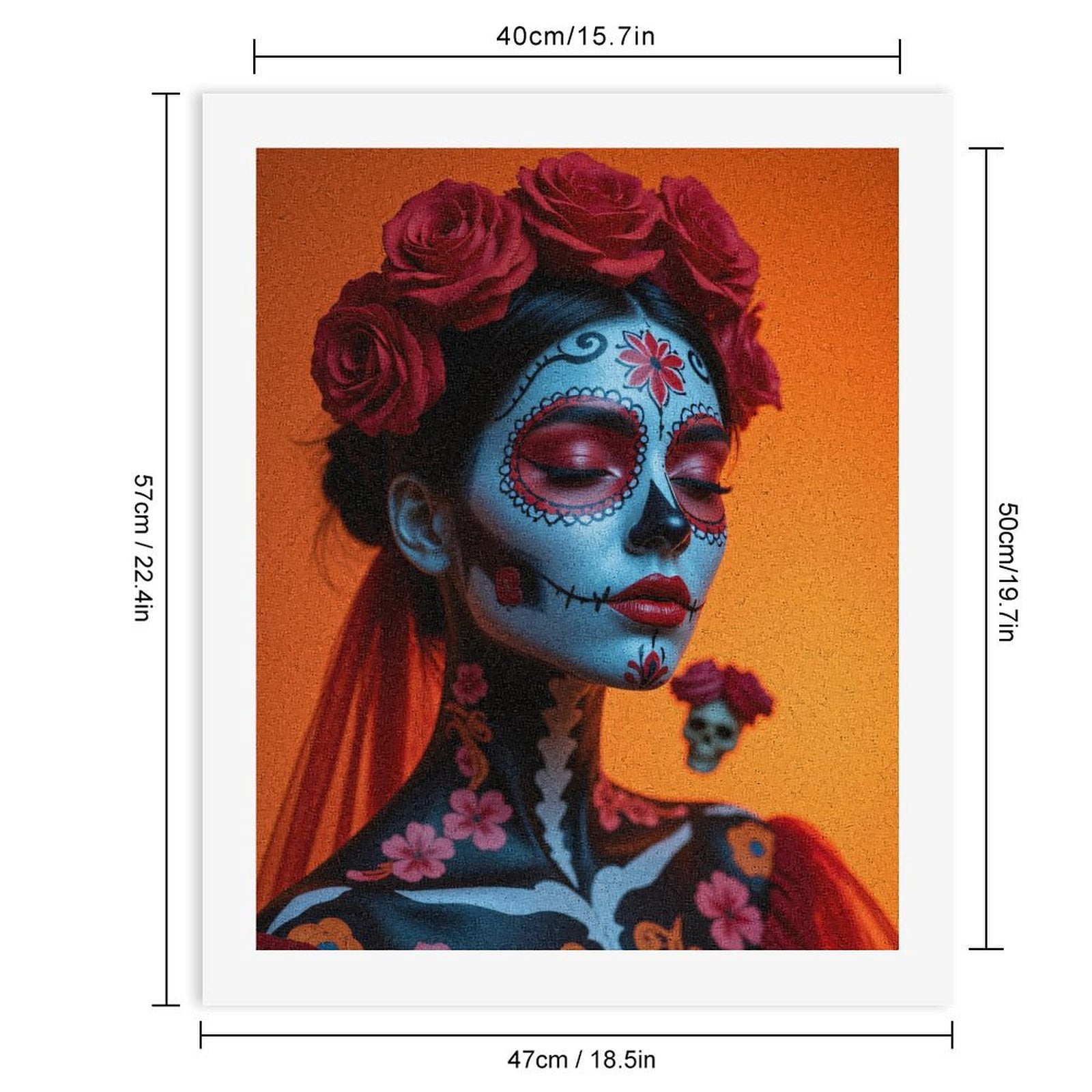 Paint By Numbers Kit for Adults Beginner - Festive Skull Makeup Roses Art DIY Canvas Painting Kits for Adults, Frameless Paint By Number for Adults for Home Wall Decor 16x20 Inch