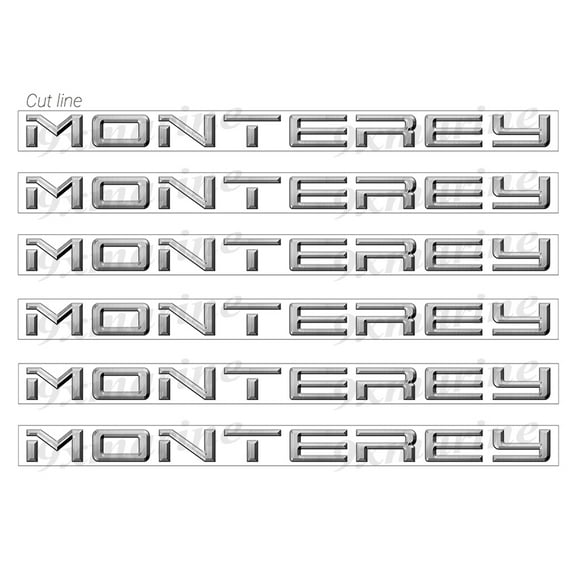 6 Monterey Boat Stickers "3D Vinyl Replica" of original - 10" long