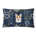 thumbnail image 1 of Carolines Treasures BB5105PW1216 Coussin Décoratif en Toile Fleurs Bleues Corgi Rouge, 1 of 3