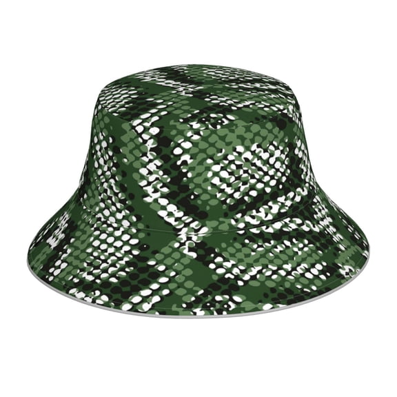 Xecao Green Snakeskin Print Men and Women Night Reflective Hat Runner Cap Visor Bucket Hat Boonie Cap