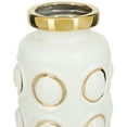 thumbnail image 6 of CosmoLiving by Cosmopolitan 16" White Ceramic Vase with Gold Circle Accents, 6 of 8