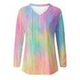 thumbnail image 4 of Craaazy Oversized Tshirts For Women Long Sleeve Blouse V-Neck Casual Pullover Tops Trendy Color Block Sweatshirt Tie Dye Shirts Gifts For Women, 4 of 5