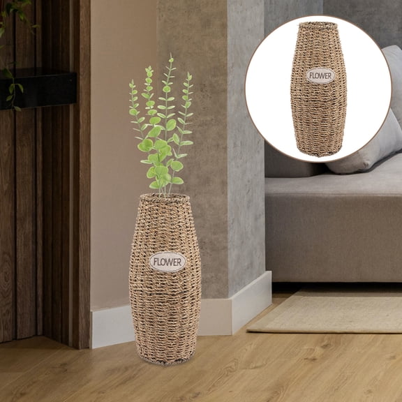 WEAVILUX Boho Flower Vase Living Room Vase Rattan 1Pack