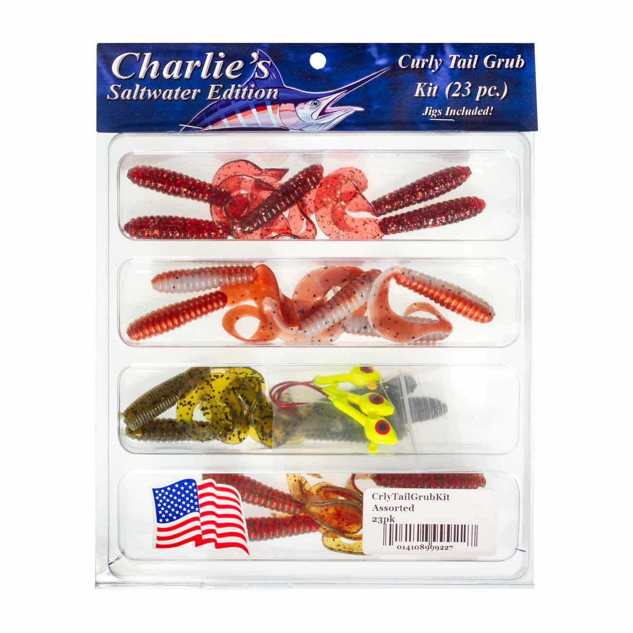 Charlie's Worms 4 Curly Tail Grub Kit - Artificial Fishing Bait for  Freshwater, Saltwater and Bass Fishing Scented Lure 23Pc