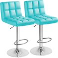 thumbnail image 1 of JJUN Bar Stools Modern Pu Leather Swivel Adjustable Hydraulic Bar Stool Square Counter Height Stool Set of 2 (Blue), 1 of 8