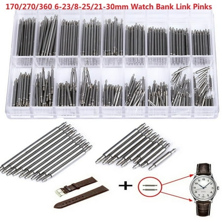 360pcs 8-25mm Watch Band Spring Bars Stainless Steel Strap Link Pins Repair