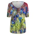 thumbnail image 3 of Hauts à Manches Courtes Imprimés Col en V pour Femmes Grande Taille T-Shirt Blouse, 3 of 4
