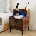 thumbnail image 2 of Nightstands Set of 2 with Charging Station Modern Bedside Table and LED Lights, 2 of 8