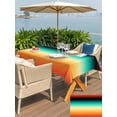 thumbnail image 5 of Outdoor Tablecloth with Umbrella Hole for Patio/Picnic/Party/Camping, Orange Black Teal Ombre Waterproof Table Cloth Rectangle Table Cover Washable, Contemporary Gradient Abstract (54"x 80"), 5 of 8