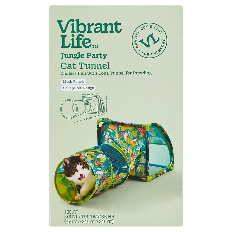 Vibrant Life Portable Jungle Party Cat Cove Tunnel with Mesh