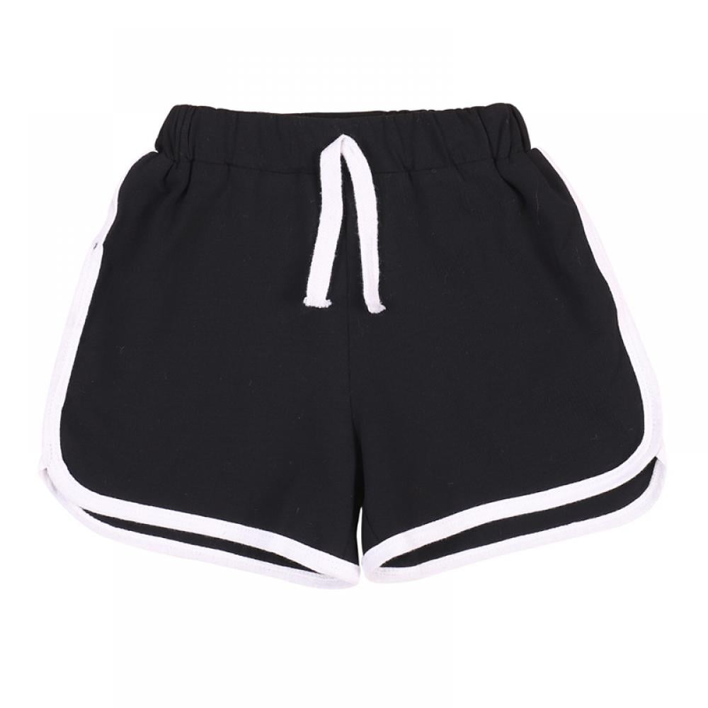 Girls Kids Plain Cycling PE School Dance Gym Swim Shorts Hot Pants 5-11 Black 