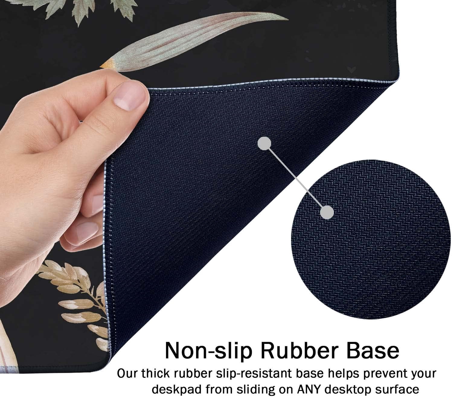 Large Mouse Pad, Full Desk XXL Extended Gaming Mouse Pad 35.5" X 15.7", Waterproof Desk Mat with Stitched Edge, Non-Slip Laptop Computer Keyboard Mousepad for Office & Home, Floral