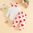 thumbnail image 3 of Pandaie Baby Girl Fall Winter Clothes 0-3 3-6 6-12 12-18 Months Newborn Infant Outfits Ruffle Romper Print Pants Cute Headband Sets Red 6-12 Months, 3 of 9