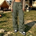 thumbnail image 2 of Bovemsi Hiking Pants Women Fashion Outfits Clothes Green Wide Leg Lightweight Cargo Jogger Trousers With Pockets, Elastic Waist Hiking Pants XXXXL, 2 of 4