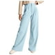 thumbnail image 1 of Pantalones de vestir de mujer de cintura alta y pierna ancha - Abotonados con bolsillos, corte informal entallado para el trabajo o la playa, 1 of 6