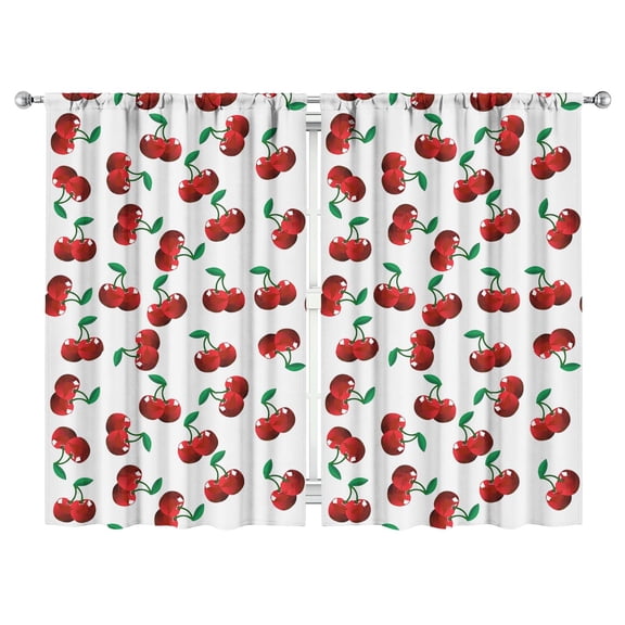 Nursery Curtains Boys Girls Kids Fruit Cherry Print Pattern Window Drapes for Living Bedroom Playroom Room Decor Rod Pocket 52x84Inch 2 Panels