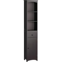 FASCK Bathroom Storage Cabinet, Free Standing Bathroom Storage Unit, Tall Linen Tower with 3-Tier Shelves and Drawer, Brown