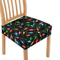 SEANATIVE Christmas Lights Chair Covers Set of 2 Xmas Dining Chair Cover with Elastic Band Stretchable Chair Seat Covers Rear-Covered Dining Chair Slipcovers Square Dining Stool Covers Decor