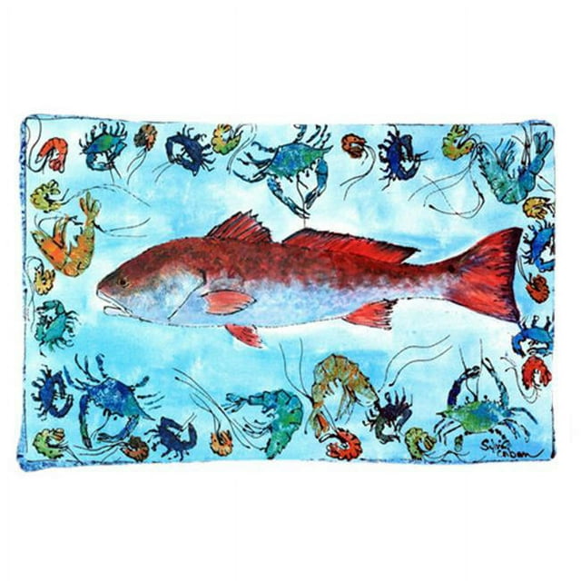 Carolines Treasures 8087PILLOWCASE Taie d'Oreiller Standard 20.5 x 30 Po. Tissu Évacuant l'Humidité Poisson Rouge