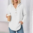 thumbnail image 6 of larppty Women's Hoodies Buttons Collar Hooded Sweatshirts Drawstring Casual Pullover Tops 2025 Fall Outfits (White, XXL), 6 of 7