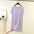 thumbnail image 2 of Kaemgyyd Nightgowns for Women Short Sleeve Round Neck Sleepshirt Soft Casual Pajama Sleep Dress Home Daily Wear Sleepwear（Purple,One Size）, 2 of 5