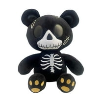 Wizlet Halloween Skeleton Bear Plush Toy,Creepy Goth Black Teddy Bear Stuffed Crazy Bear Dolls,Grumpy Bones Bear Plush Toy Gifts Black