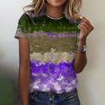 thumbnail image 2 of Dyegold Womens Summer Casual T-Shirts Round Neck Floral Printed Short Sleeve Graphic Tee Tops Loose Fitting Comfy Tunic Tops, 2 of 5