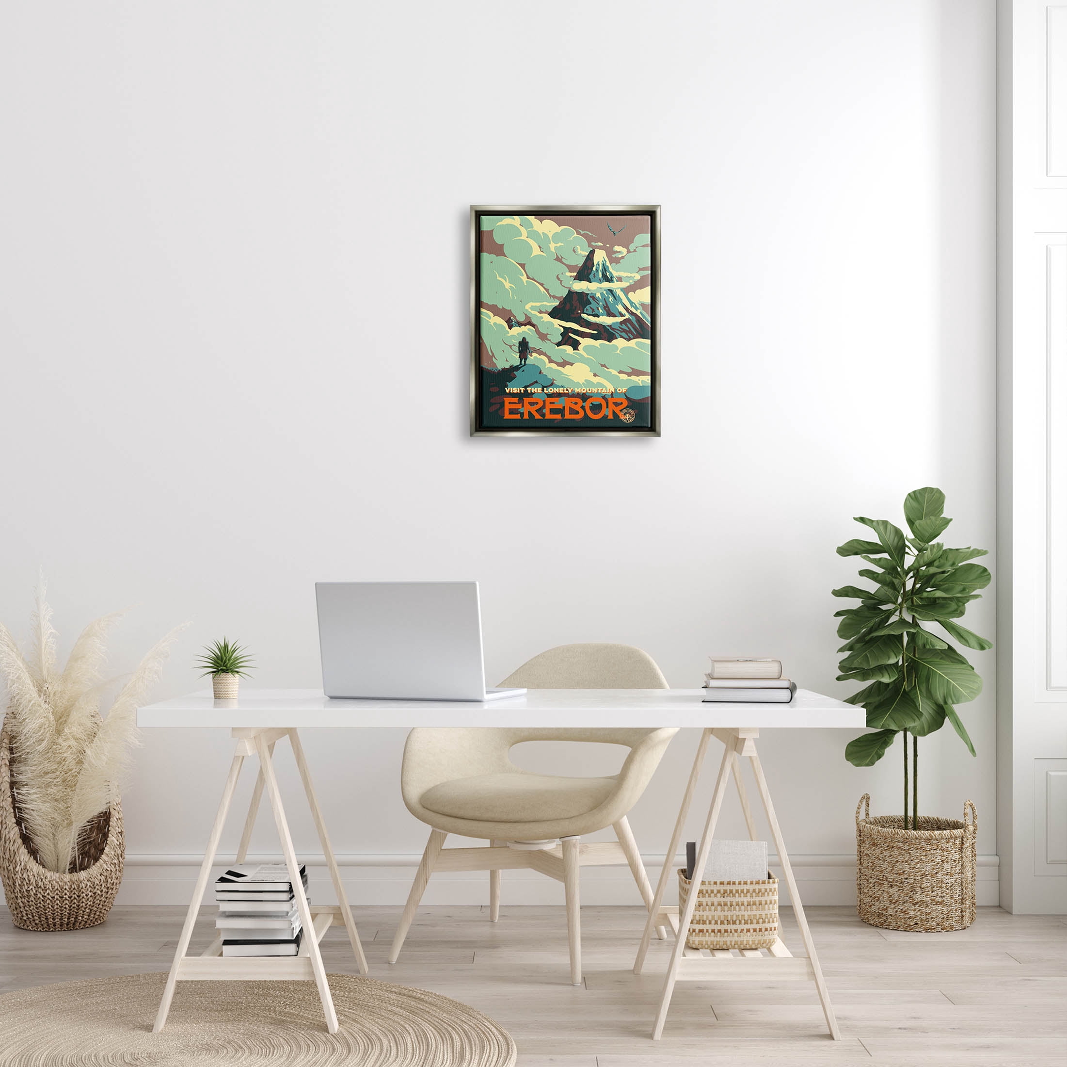 Stupell Industries Fantasy Science Fiction Erebor Mountain Graphic Art Luster Gray Floating Framed Canvas Print Wall Art, Design by Matheus Lopes Castro