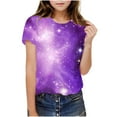 thumbnail image 5 of Frwgonr Girls T-shirts Soft Space Tees Kids Boys Casual Tshirts Clothes Summer Tops Purple, Size 3-14 Years, 5 of 6