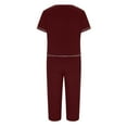 thumbnail image 4 of GERsome Pajamas for Women Short Sleeve Pj Sets Pullover Tops & Capri Pants 2 Piece Sleepwear Loungewear S-2XL (Wine,M), 4 of 5