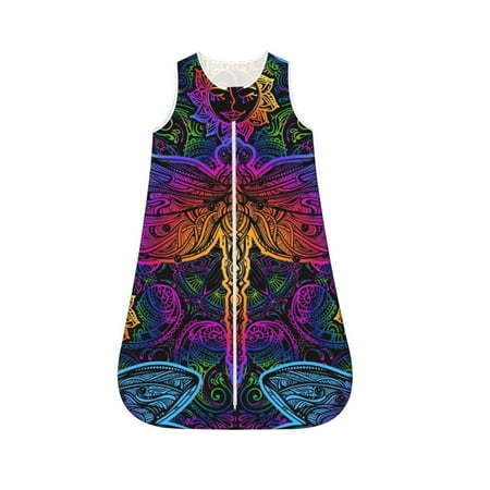 

Cauagu Indian Mandalas Dragonfly for Infant Wearable Blanket Unisex Girl Boy Swaddle Transition Sack - Newborn Essentials Sleep Clothes-Medium
