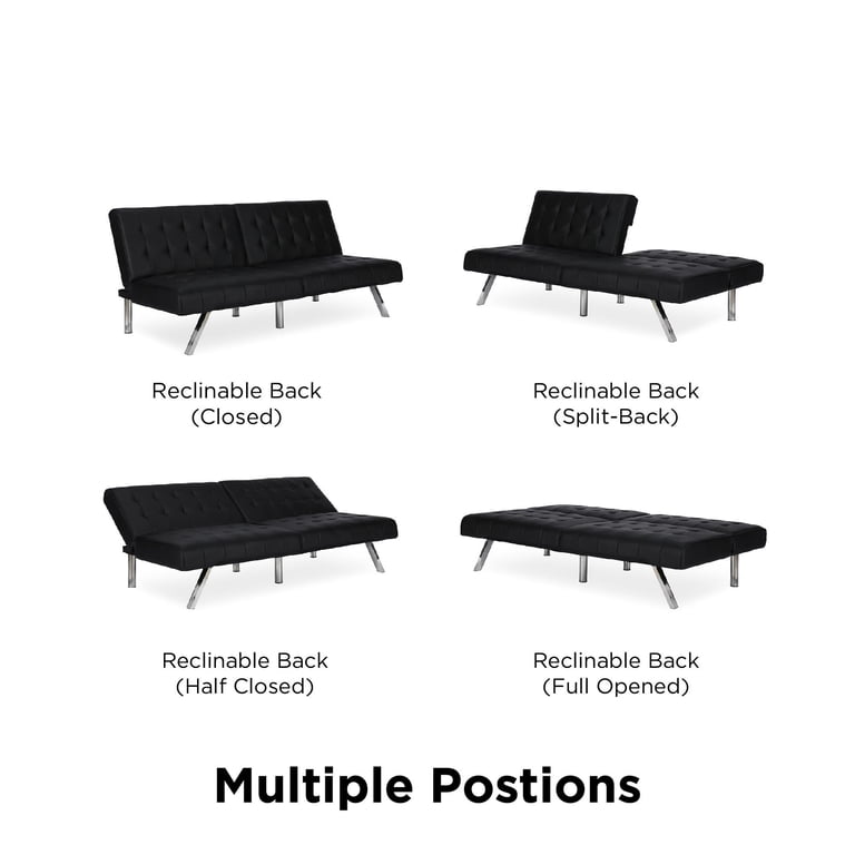 DHP Emily Convertible Futon, Black Faux Leather - Walmart.com