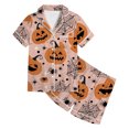 thumbnail image 4 of JAJAHO Halloween Kids Pajamas Set Boy Girl Pumpkin Ghost Pajama Short Sleeve Button 2 Piece Pjs 3-14Y, 4 of 4
