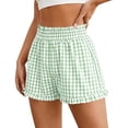 thumbnail image 2 of FRSASU Shorts for Women Gingham Pajama Summer Casual Lounge Sleep Plaid Shorts Beach Bottoms Green, 2 of 6